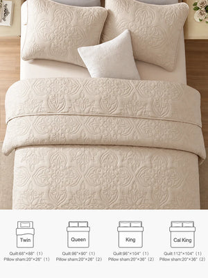 Vintage Damask Ultrasonic Quilted Bedding Set
