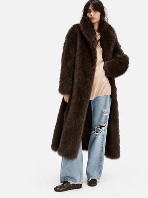 Oversized Waterfall Faux Fur Coat