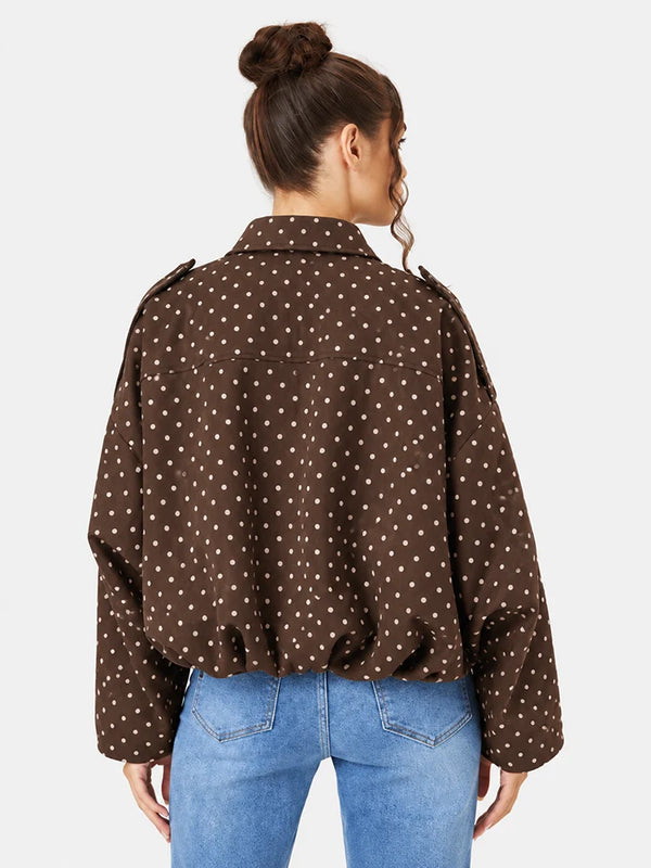 Women's Vintage Collared Zip Up Jacket Oversized Casual Outerwear