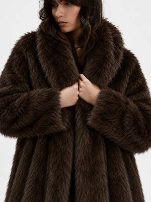 Oversized Waterfall Faux Fur Coat
