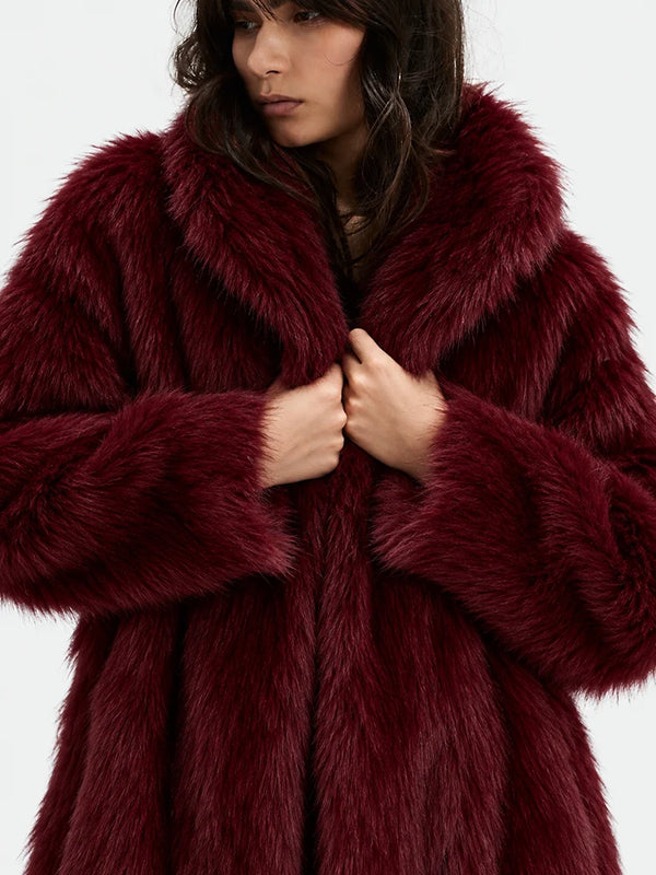Oversized Waterfall Faux Fur Coat