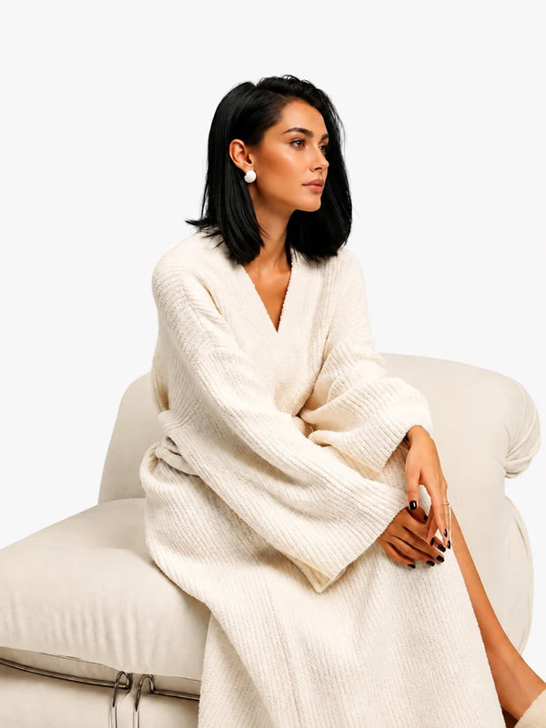 Women's Cozy Long Plush Fleece Robe with Pockets