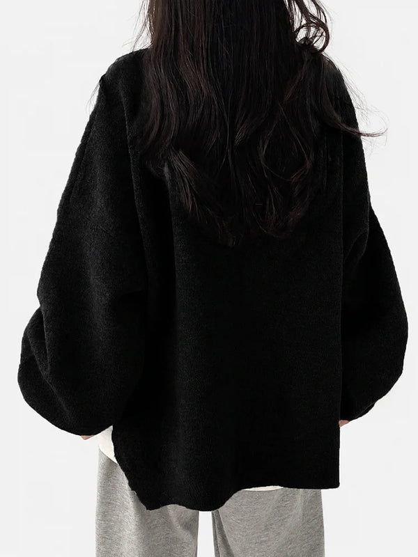 Oversized Drop Shoulder Split Hem Sweater