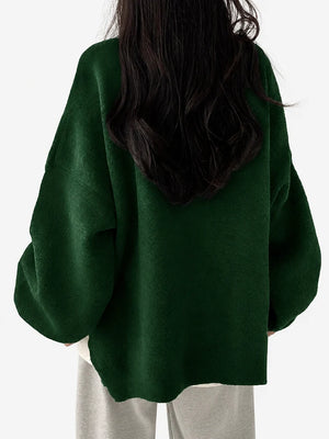 Oversized Drop Shoulder Split Hem Sweater