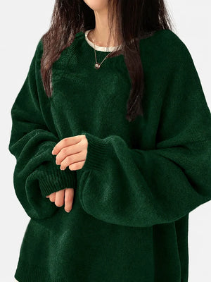 Oversized Drop Shoulder Split Hem Sweater