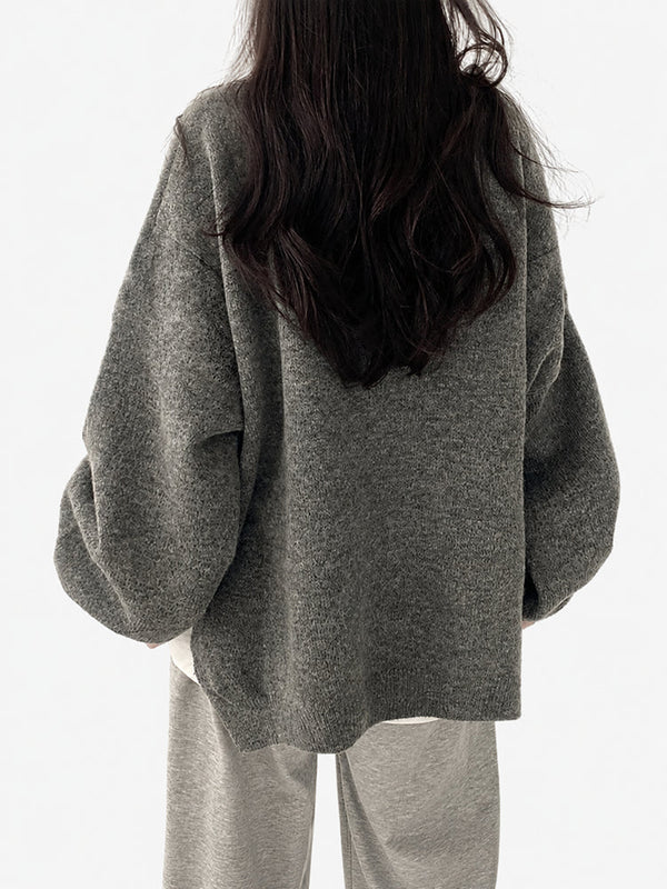 Oversized Drop Shoulder Split Hem Sweater