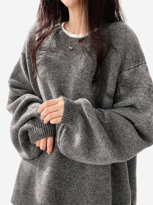 Oversized Drop Shoulder Split Hem Sweater
