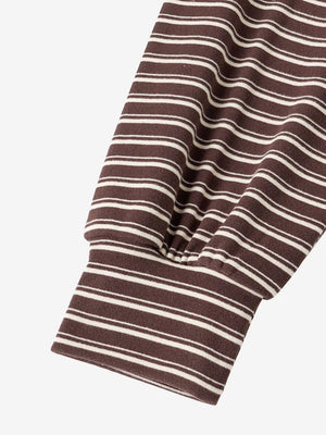 Women’s Cozy Striped Lounge Set – Loose Fit Long Sleeve Top & Shorts