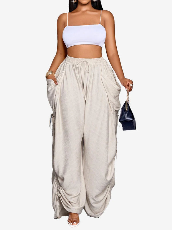 Everyday Ruched Wide-Leg Pants