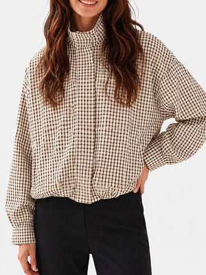 Gingham Cropped Zip-Up Jacket