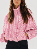 Gingham Cropped Zip-Up Jacket