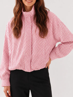 Gingham Cropped Zip-Up Jacket