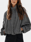Gingham Cropped Zip-Up Jacket