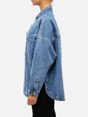 Vintage Wash Oversized Denim Shirt Jacket
