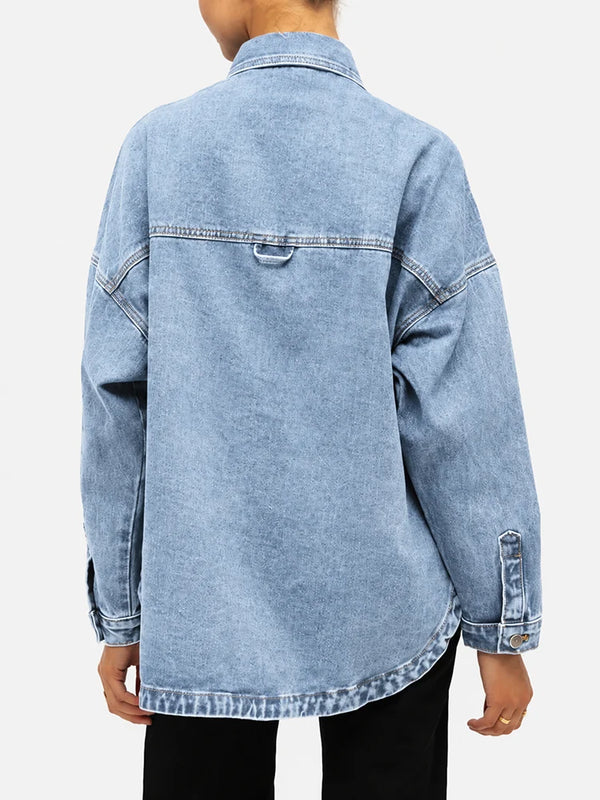 Vintage Wash Oversized Denim Shirt Jacket
