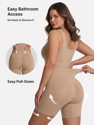 Back Pull Down Easy Bathroom Shaping Bodysuit | Tummy & Butt Contour Shapewear