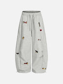 Women's Cute Embroidered Baggy Sweatpants
