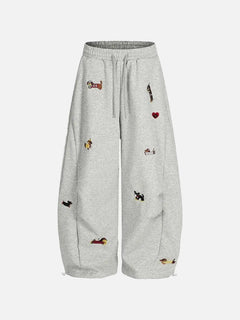Women's Cute Embroidered Baggy Sweatpants