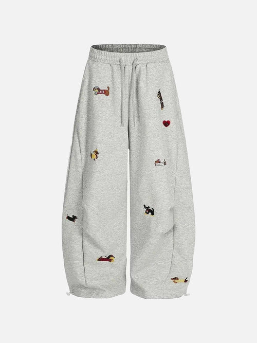Women's Cute Embroidered Baggy Sweatpants