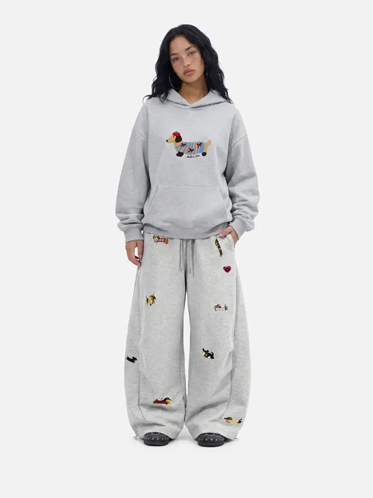 Women's Cute Embroidered Baggy Sweatpants