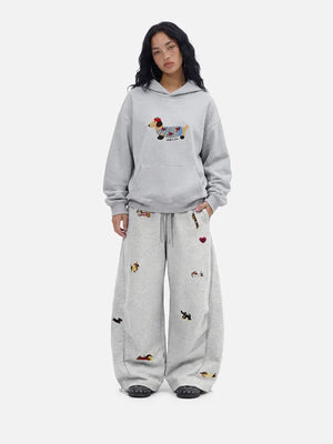 Women's Cute Embroidered Baggy Sweatpants
