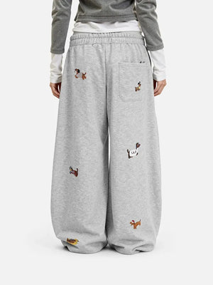 Women's Cute Embroidered Baggy Sweatpants