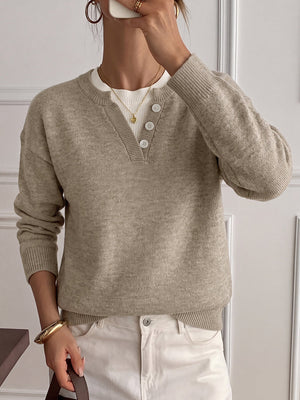 Women’s Oversized Color-Block Layered-Look Knit Sweater
