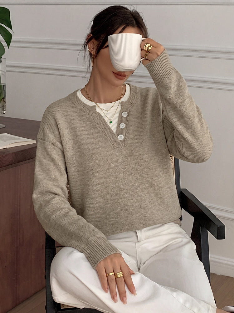Women’s Oversized Color-Block Layered-Look Knit Sweater