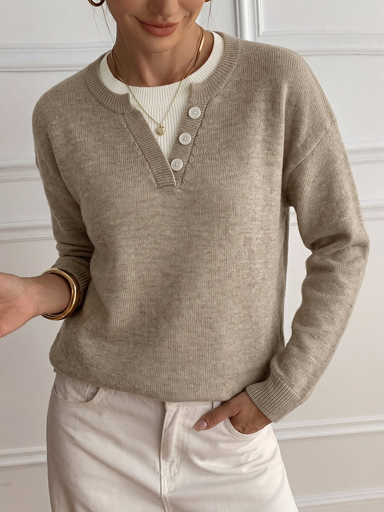 Women’s Oversized Color-Block Layered-Look Knit Sweater