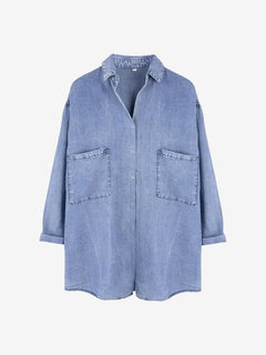 Women’s Soft Lyocell Denim 3/4-Sleeve Button-Up Shirt
