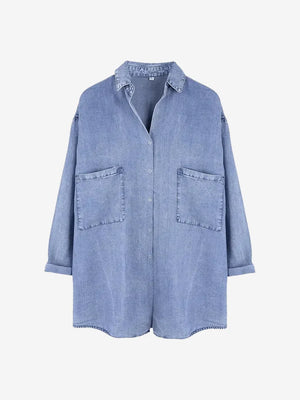 Women’s Soft Lyocell Denim 3/4-Sleeve Button-Up Shirt