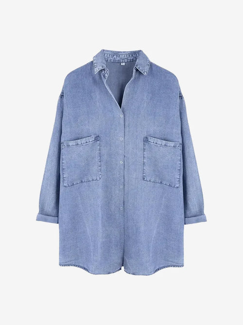 Women’s Soft Lyocell Denim 3/4-Sleeve Button-Up Shirt