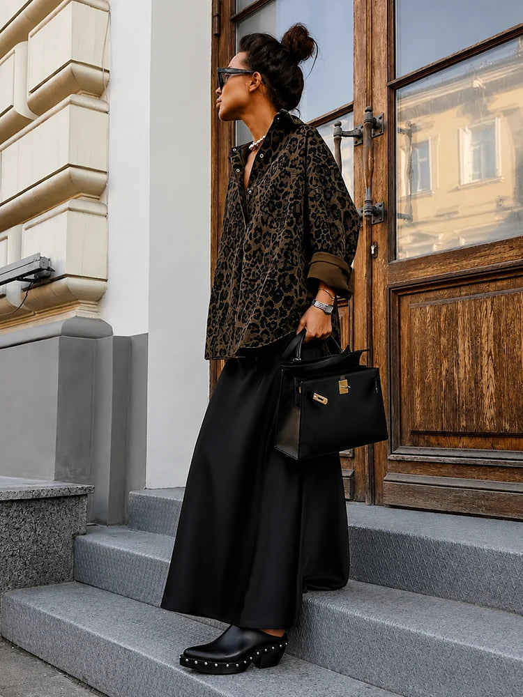 Women’s Animal Print Shacket – Oversized Button-Down Long Sleeve Shirt Jacket