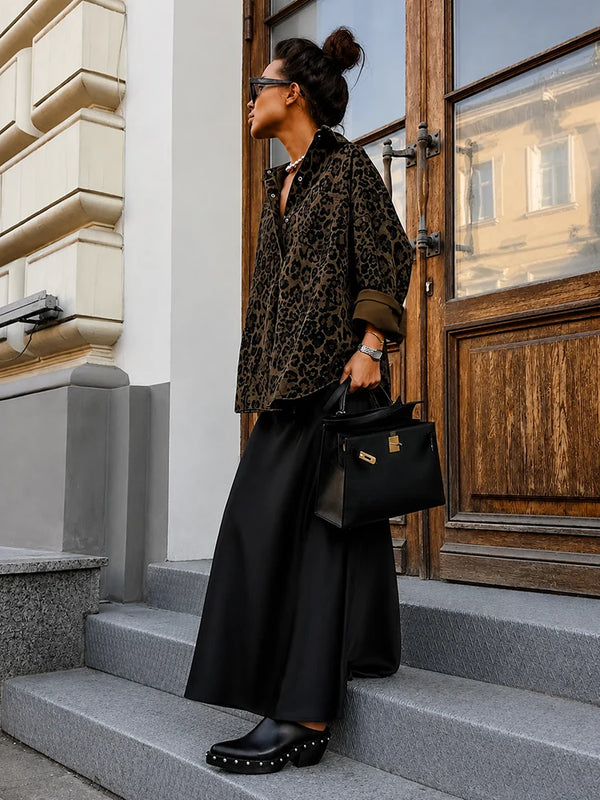 Women’s Animal Print Shacket – Oversized Button-Down Long Sleeve Shirt Jacket