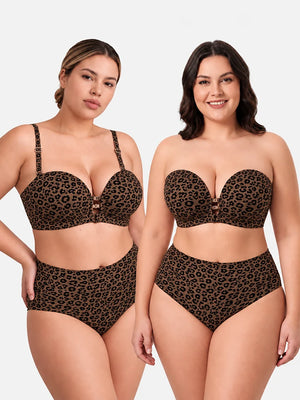Plus-Size Women's Strapless Double Front Clasp Push-Up Bra (Fits D/DD/F Cups)