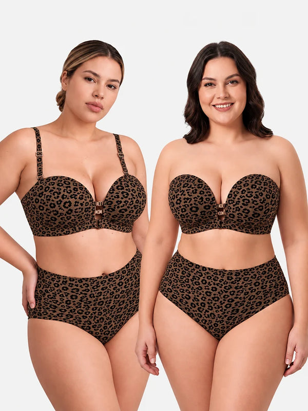 Plus-Size Women's Strapless Double Front Clasp Push-Up Bra (Fits D/DD/F Cups)