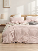 4 Piece Brushed Microfiber Bedding Set Solid Color Duvet Cover and Sheets